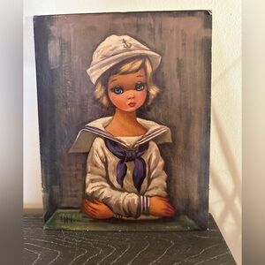 Vintage 1950s Big Eyed Sailor Girl Print by Eden – Minute Fine Prints – Wall Art